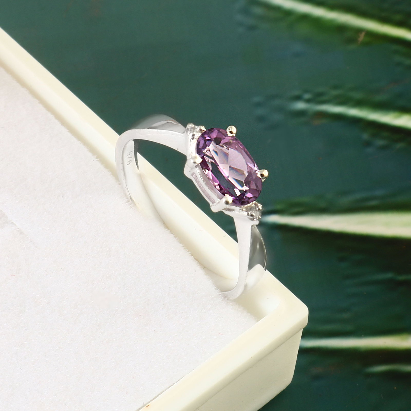 1.2 Carat Amethyst, Cubic Zirconia 925 Sterling Silver Filigree Ring - 4