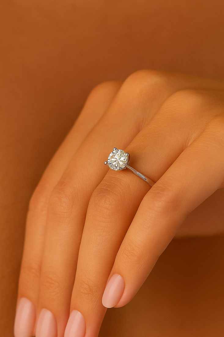 0.90cttw Natural Diamond Ring 14K White Gold 2.43 gr - 2