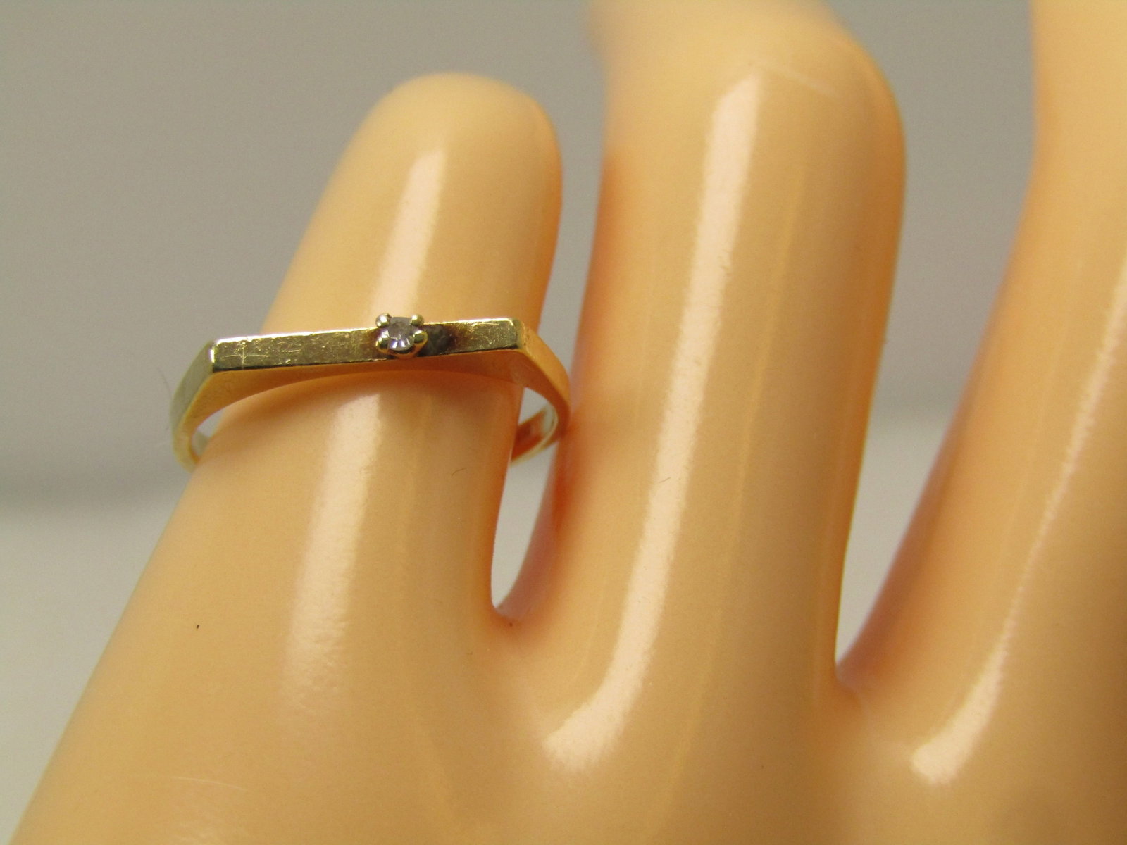 Vintage 14kt Gold Diamond Ring, Sz. 5, Flat Top, Signed JAD, 1980's - 5