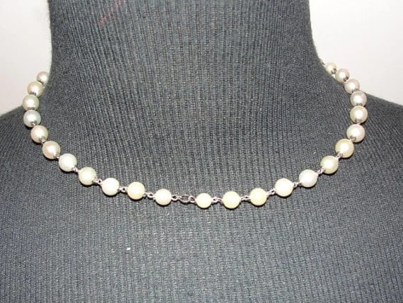 Sterling Silver Cultured Pearl Bead Necklace - 3
