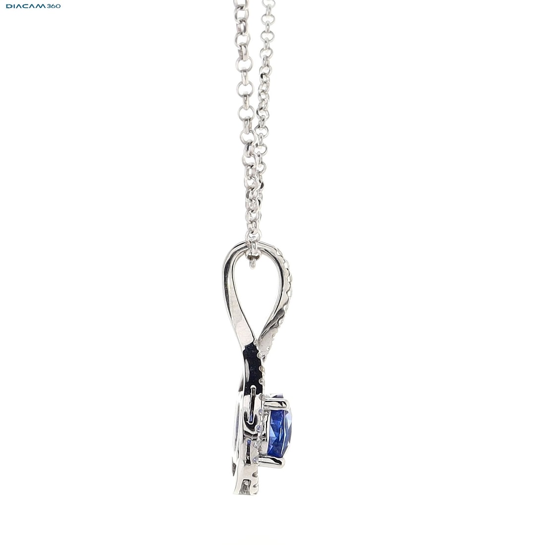 2.07cttw Natural Sapphire & Natural Diamond Necklace 14K Gold 4.84 gr - 2