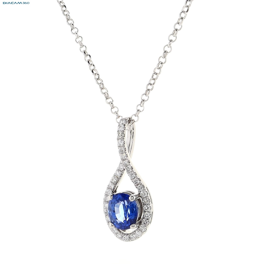 2.07cttw Natural Sapphire & Natural Diamond Necklace 14K Gold 4.84 gr - 4
