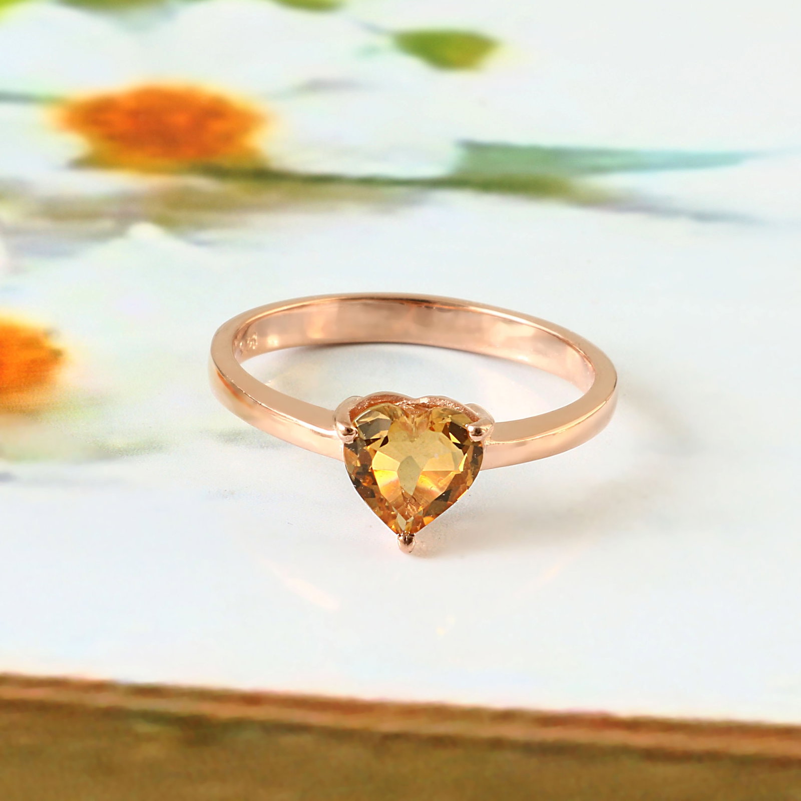 1.1 Carat Citrine 925 Sterling Silver Promise Ring - 2