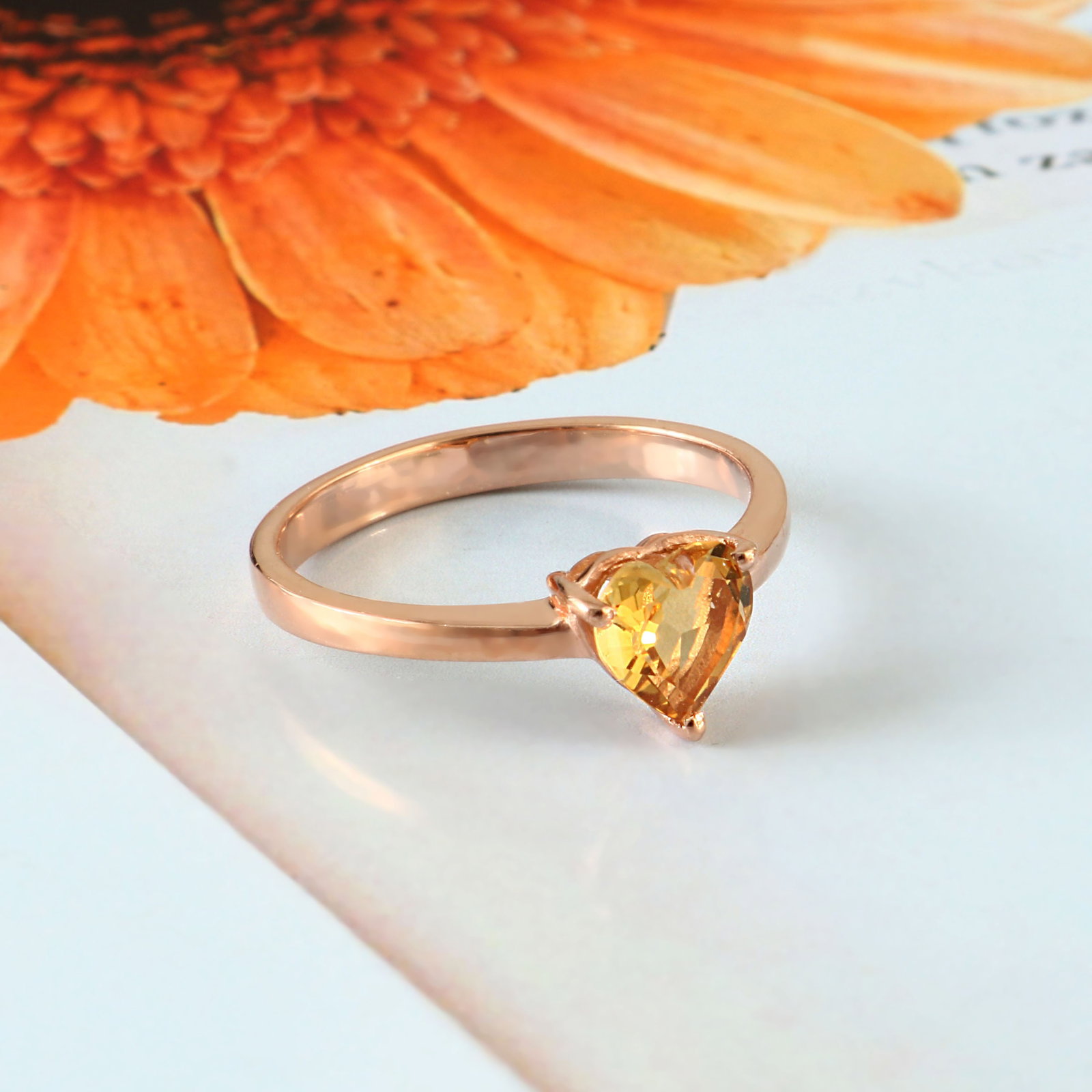 1.1 Carat Citrine 925 Sterling Silver Promise Ring - 3