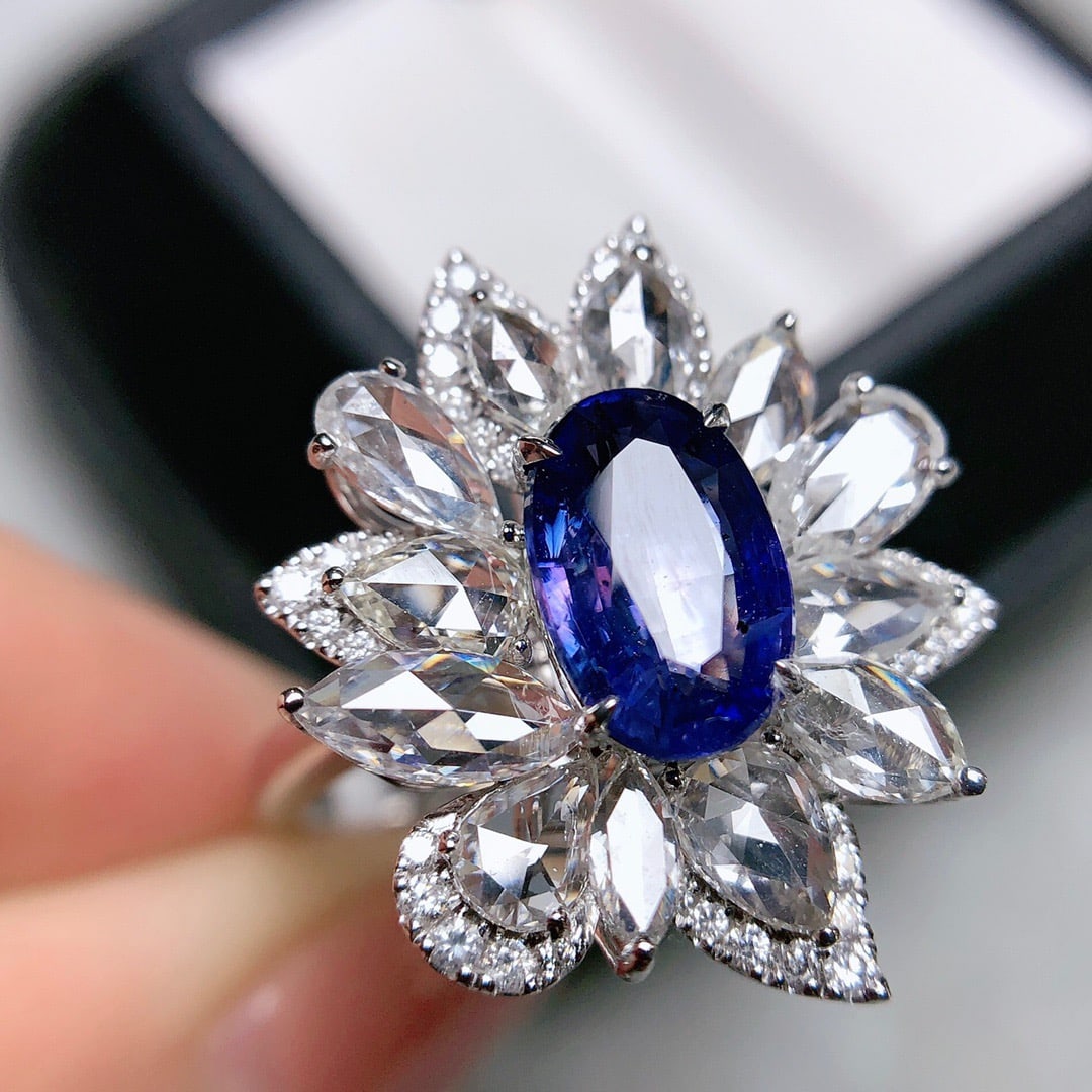 14K GOLD 3.65 CTW VIVID BLUE NATURAL SAPPHIRE & DIAMOND RING/PENDANT - 2