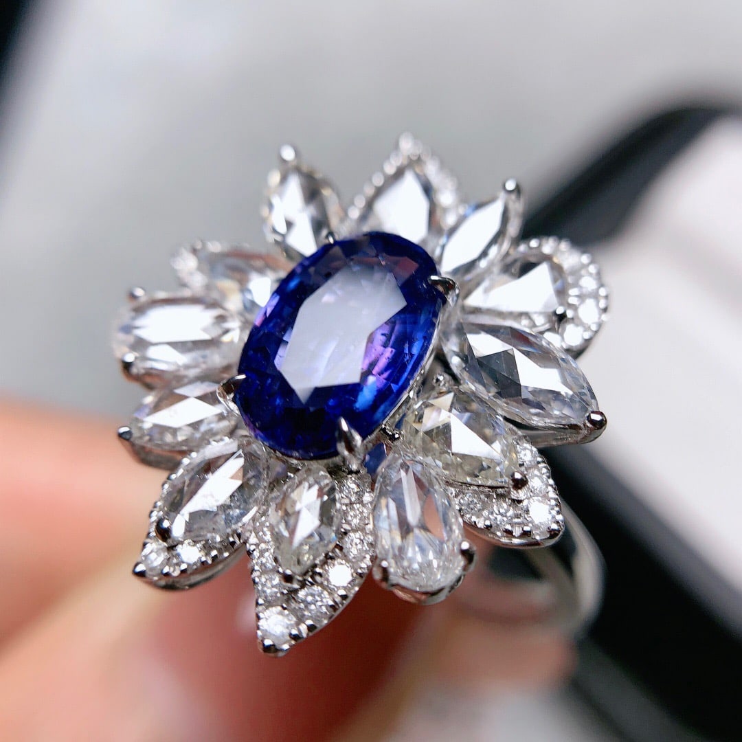 14K GOLD 3.65 CTW VIVID BLUE NATURAL SAPPHIRE & DIAMOND RING/PENDANT - 3