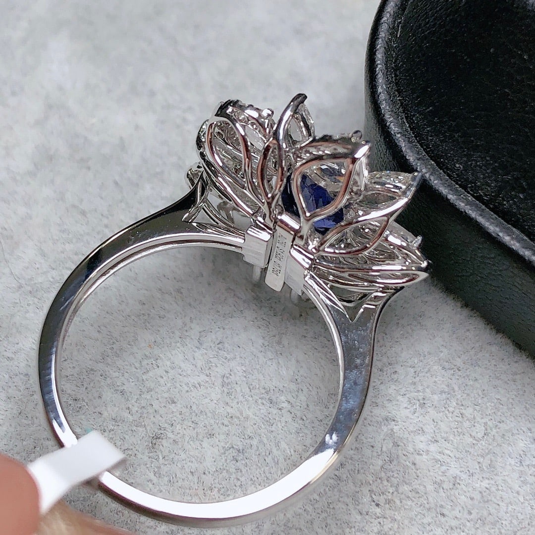 14K GOLD 3.65 CTW VIVID BLUE NATURAL SAPPHIRE & DIAMOND RING/PENDANT - 6