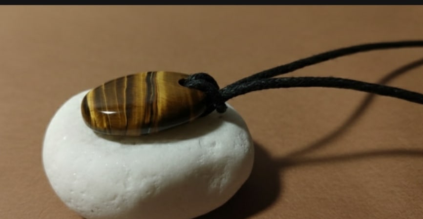 Tiger Eye Oval Pendant With Adjustable Black Cord - 4