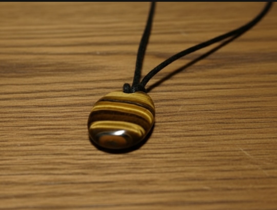 Tiger Eye Oval Pendant With Adjustable Black Cord - 5