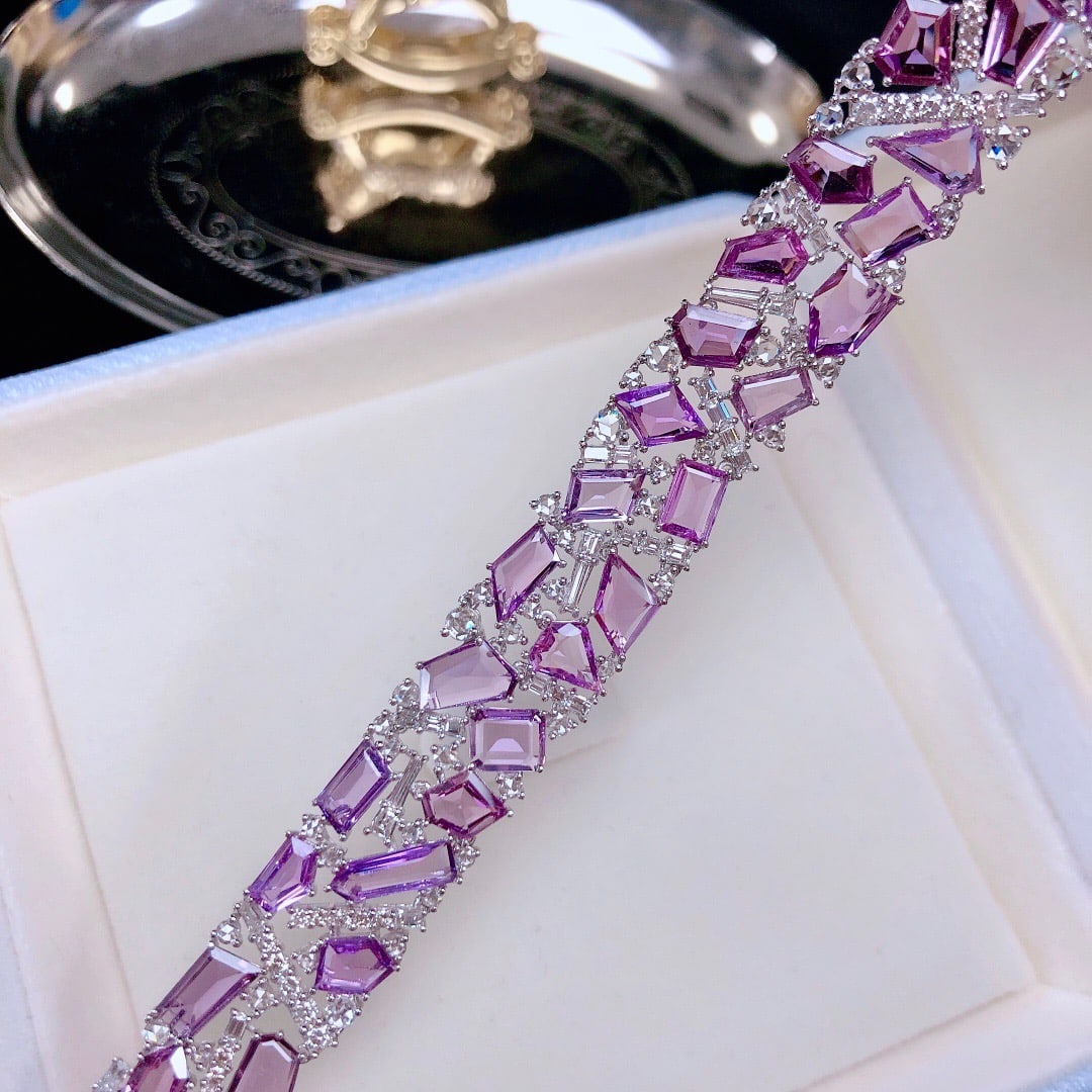 14K GOLD 23.62 CTW NATURAL SAPPHIRE & DIAMOND BRACELET - 4