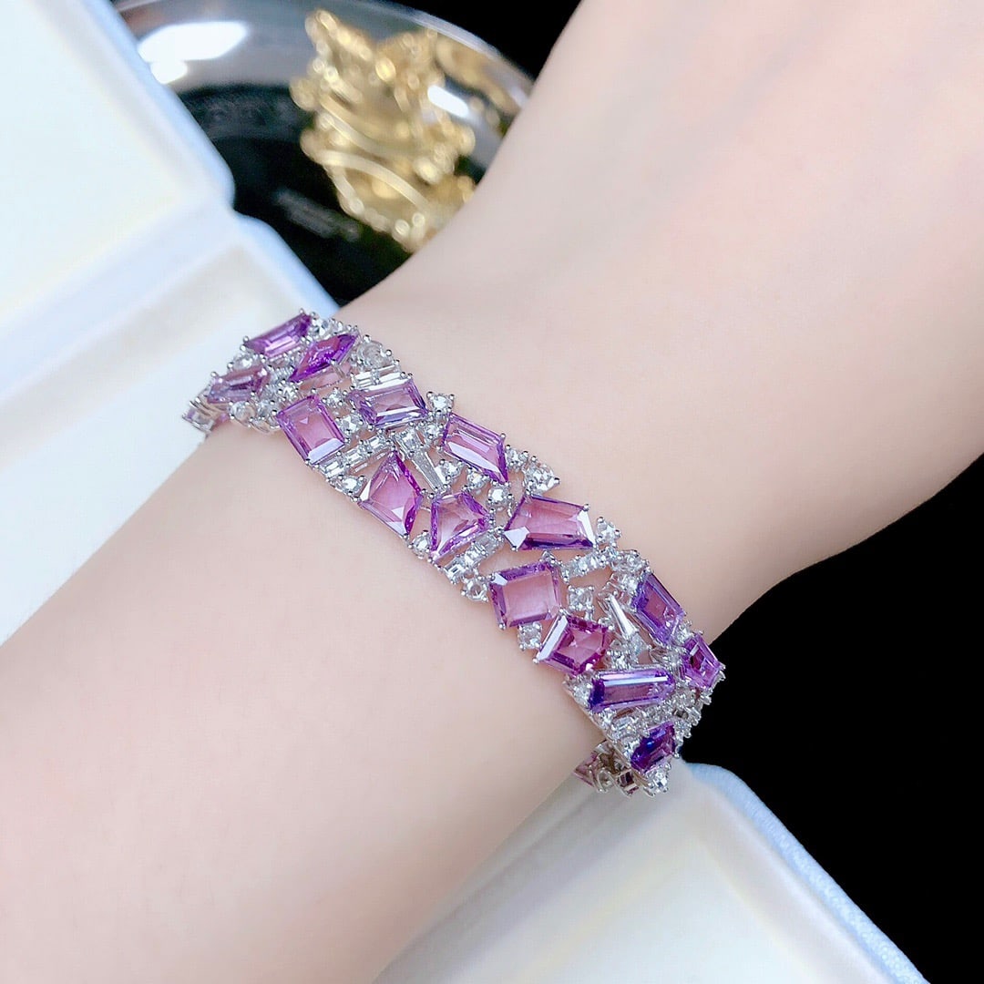 14K GOLD 23.62 CTW NATURAL SAPPHIRE & DIAMOND BRACELET - 5