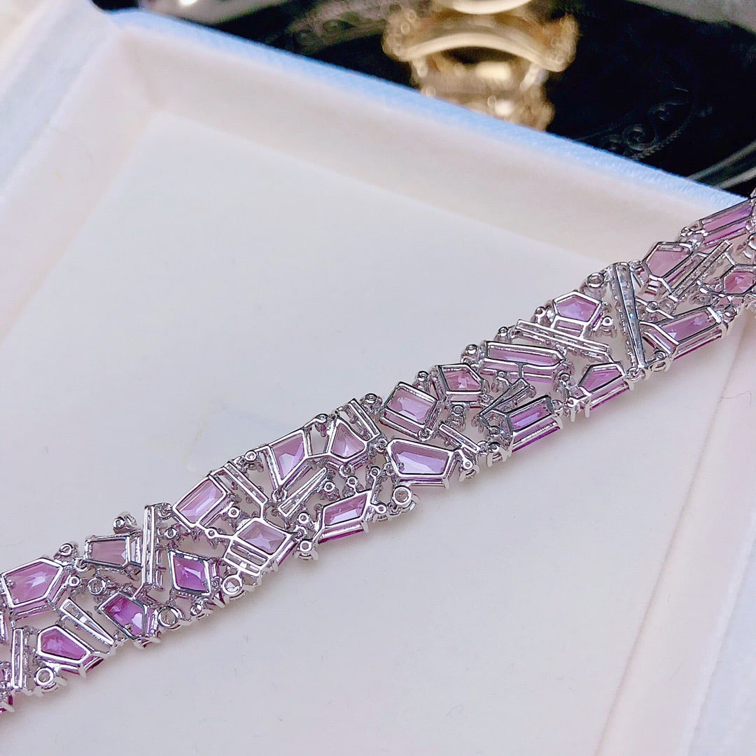 14K GOLD 23.62 CTW NATURAL SAPPHIRE & DIAMOND BRACELET - 6
