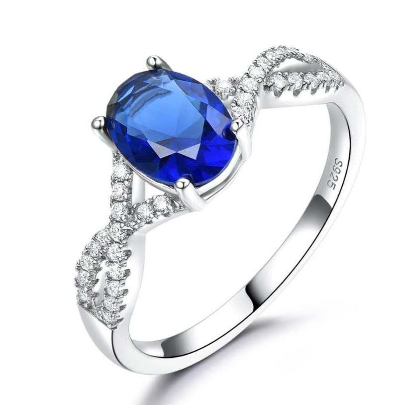 1.66cttw Natural Sapphire & Natural Diamond Ring 14K White Gold 1.8 gr - 4