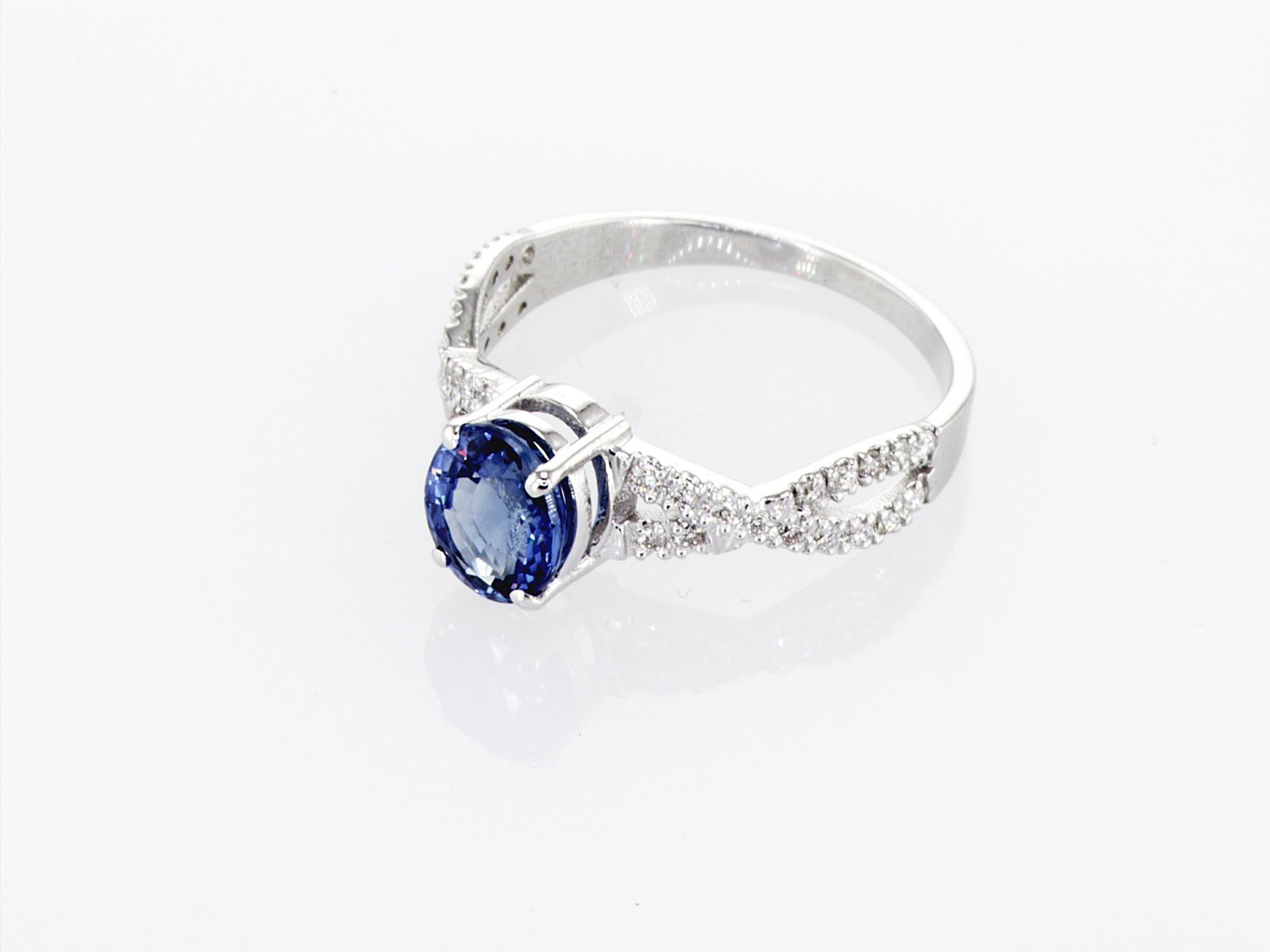 1.66cttw Natural Sapphire & Natural Diamond Ring 14K White Gold 1.8 gr - 5