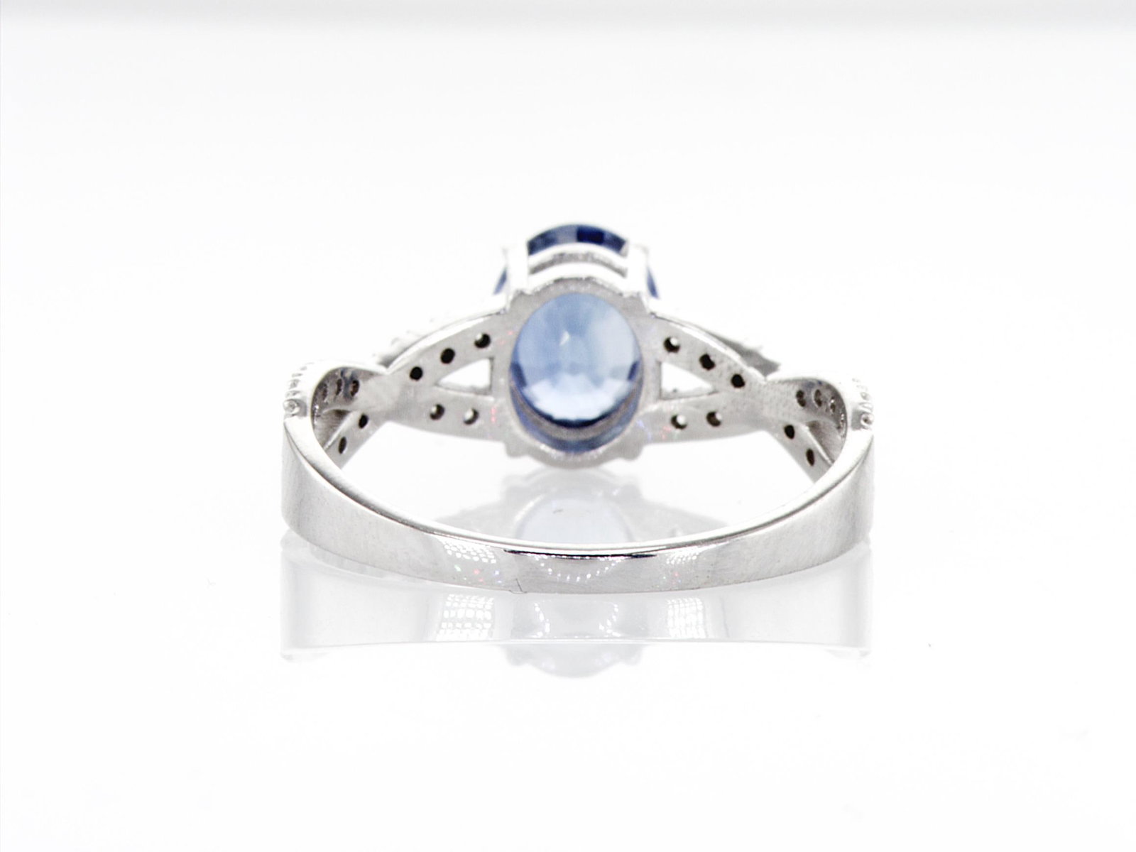 1.66cttw Natural Sapphire & Natural Diamond Ring 14K White Gold 1.8 gr - 7