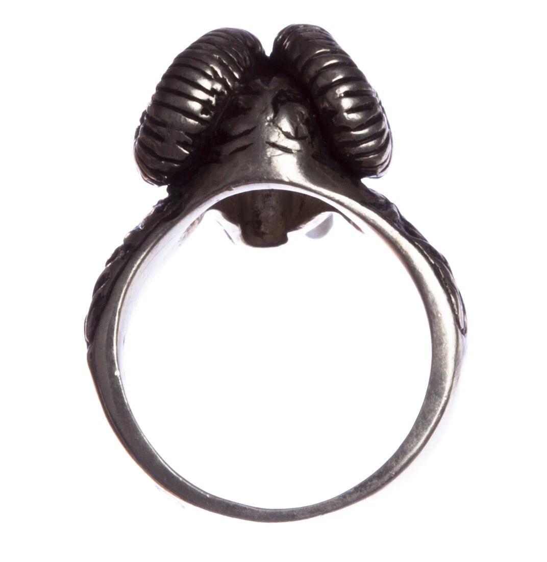 Sterling Silver Ram Head Ring with Antique Finish Alberto Juan - 3