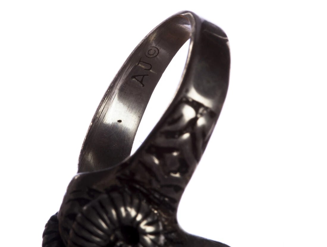 Sterling Silver Ram Head Ring with Antique Finish Alberto Juan - 6