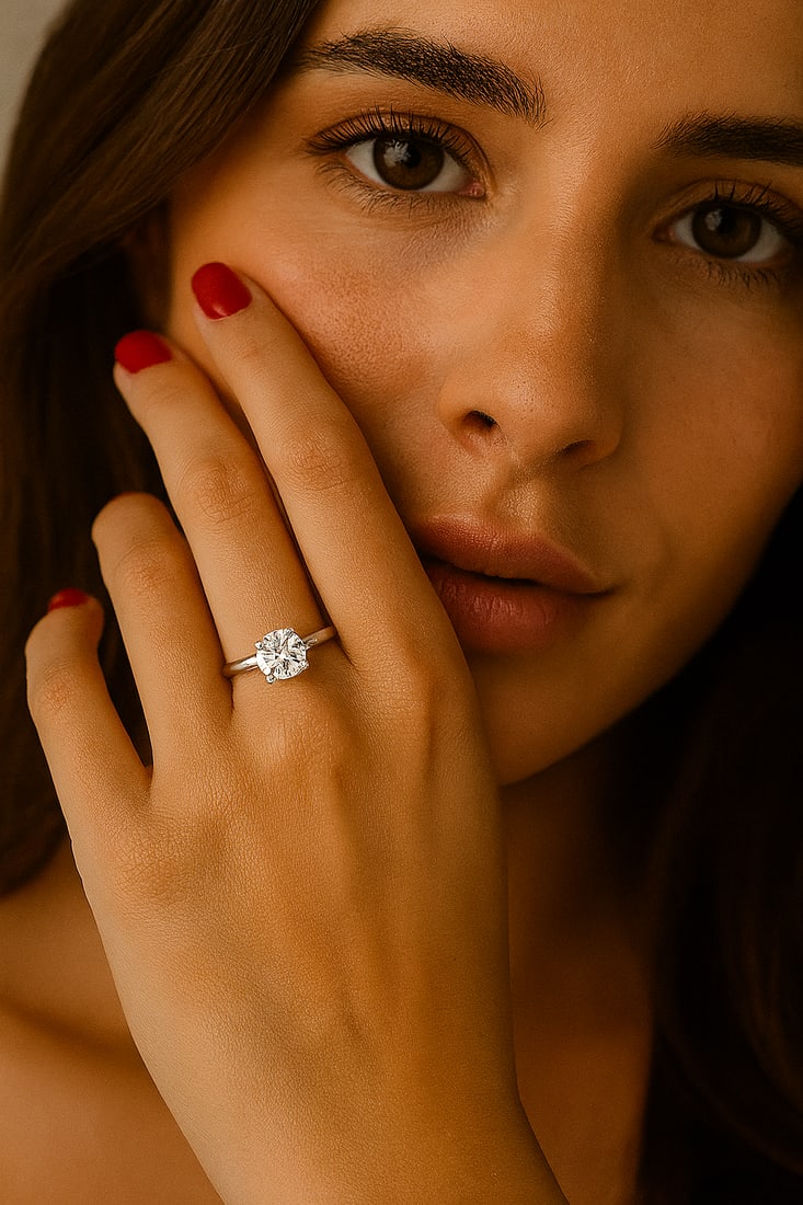 1.12cttw Natural Diamond Ring 14K White Gold 2.65 gr - 2