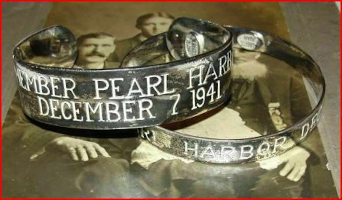 Antiqued Sterling Silver Women's Pearl Harbor Bangle Bracelet - 5