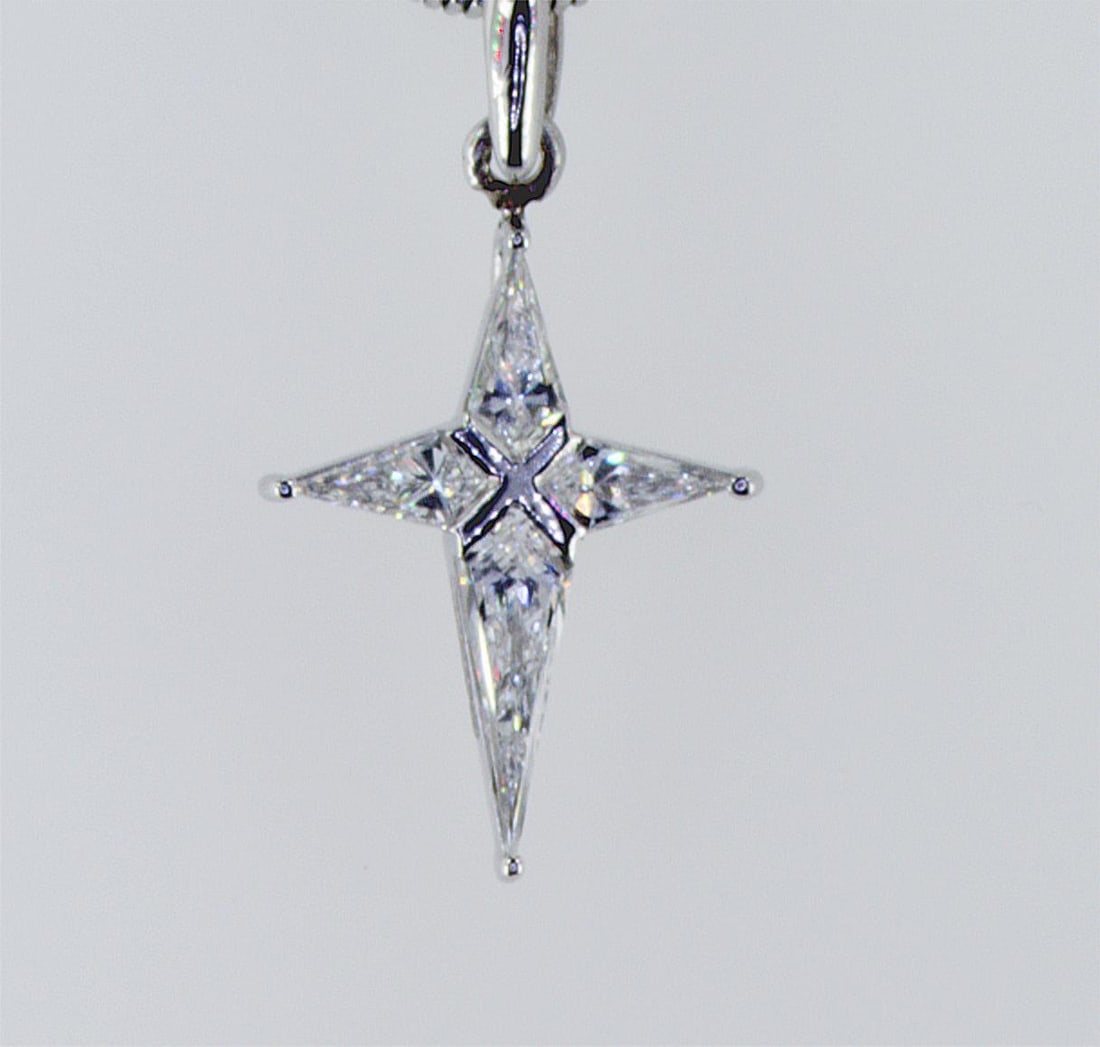 0.37cttw Natural Diamond Pendant 18K White Gold 0.65 gr - 2