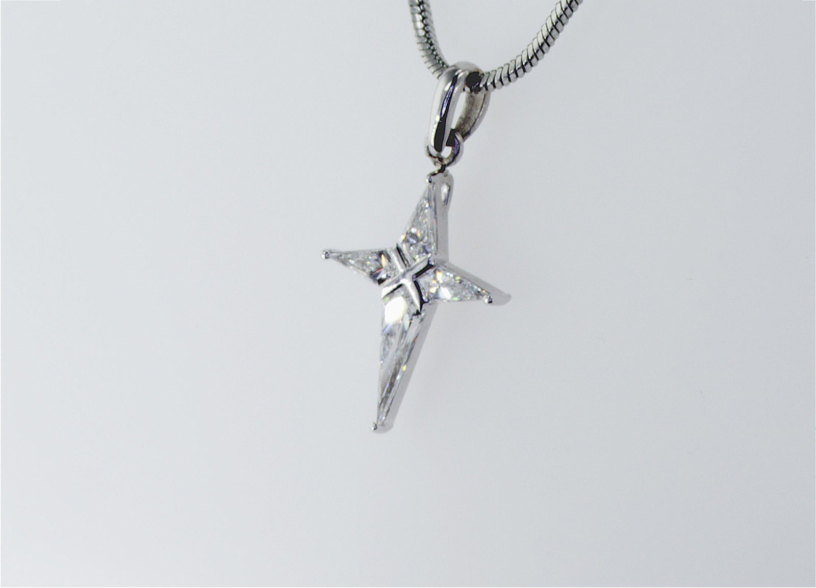 0.37cttw Natural Diamond Pendant 18K White Gold 0.65 gr - 3