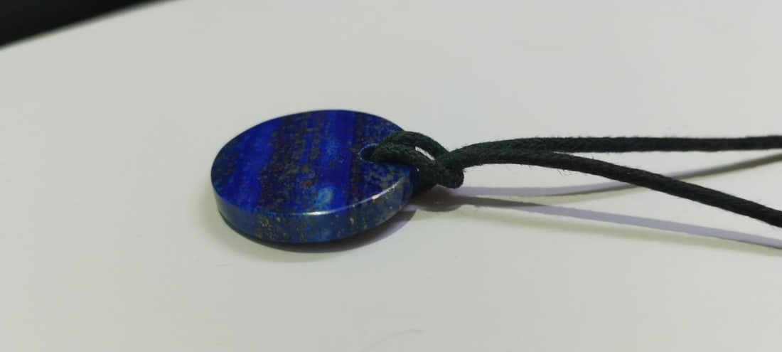Lapis Round Pendant With Adjustable Black Cord - 2