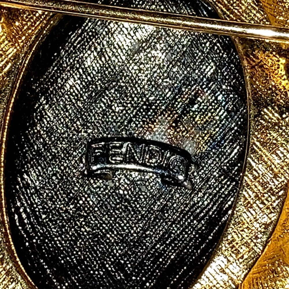 Fendi Janus Byzantine Inspired Two Tone Brooch with Simulated Pearls - 5