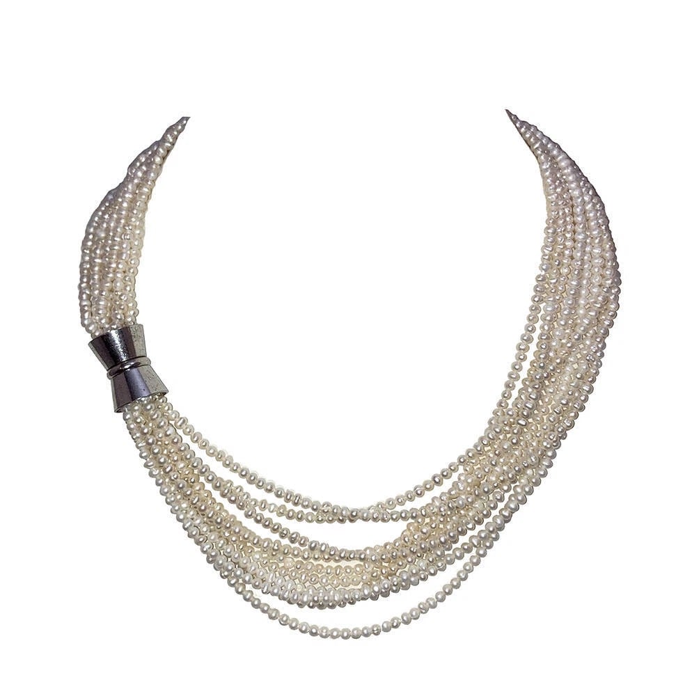 Multi Strand Freshwater Pearl Torsade Necklace - 2