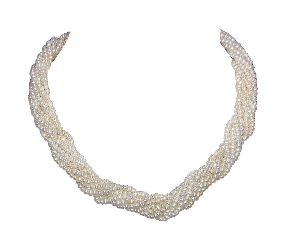 Multi Strand Freshwater Pearl Torsade Necklace - 3
