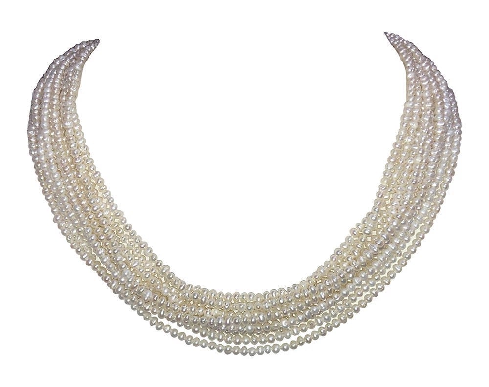Multi Strand Freshwater Pearl Torsade Necklace - 4