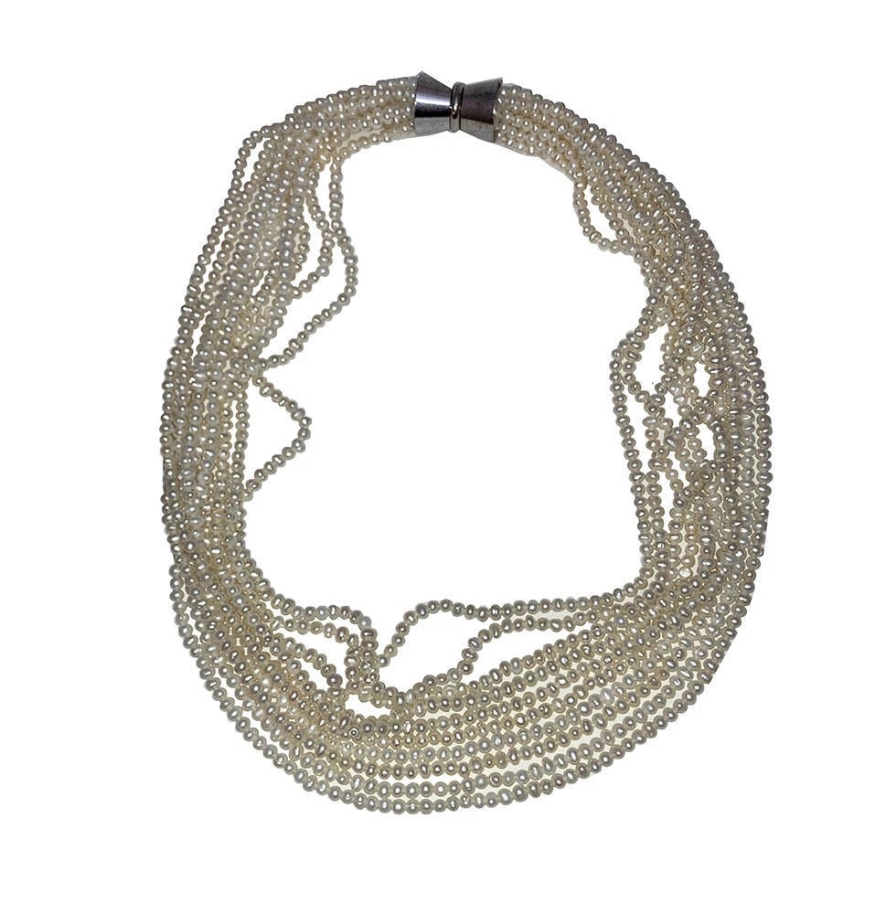 Multi Strand Freshwater Pearl Torsade Necklace - 5