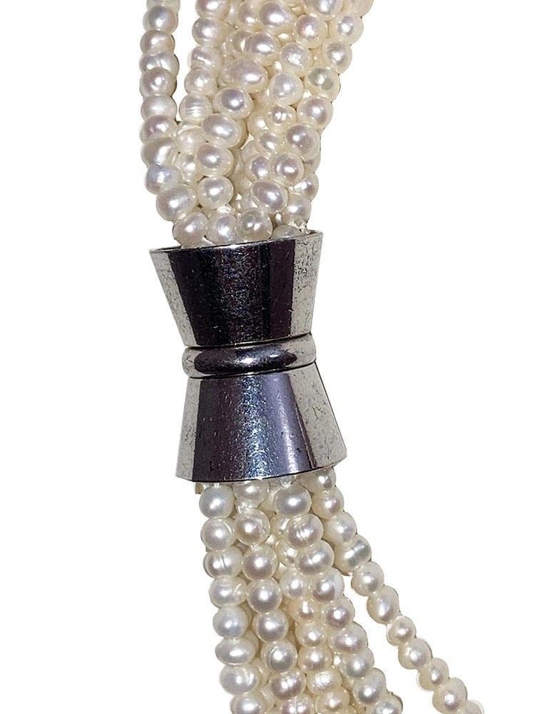 Multi Strand Freshwater Pearl Torsade Necklace - 7