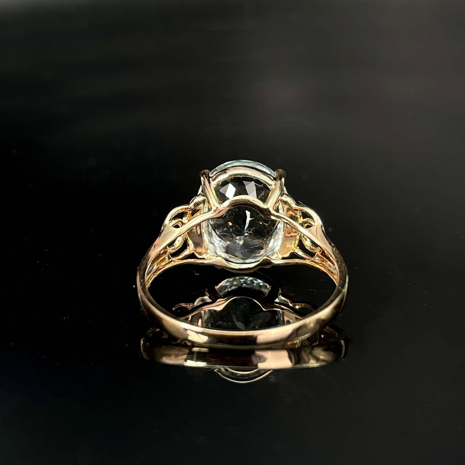14K GOLD 6.72 CT NATURAL AQUAMARINE & DIAMOND RING - 4