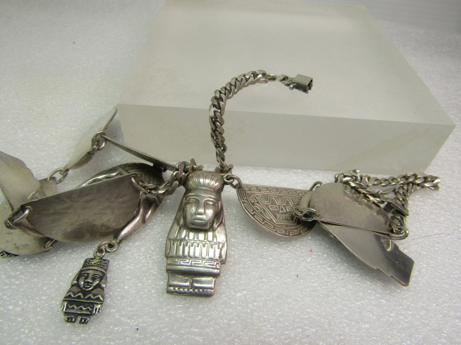Vintage Sterling Peruvian Figural Necklace, 18", Signed ME, 1960's-1970's - 8
