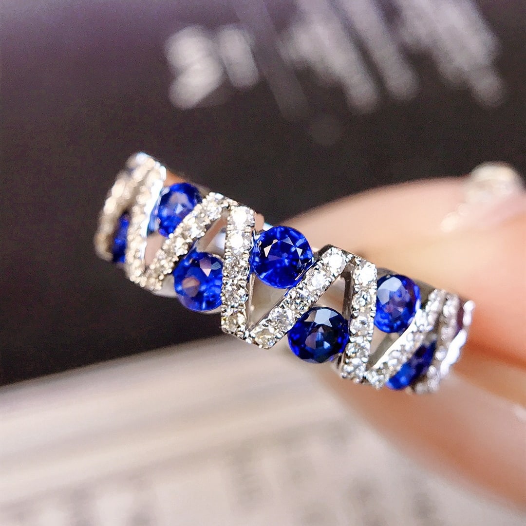 14K GOLD 1.78 CTW VIVID BLUE NATURAL SAPPHIRE & DIAMOND RING - 2