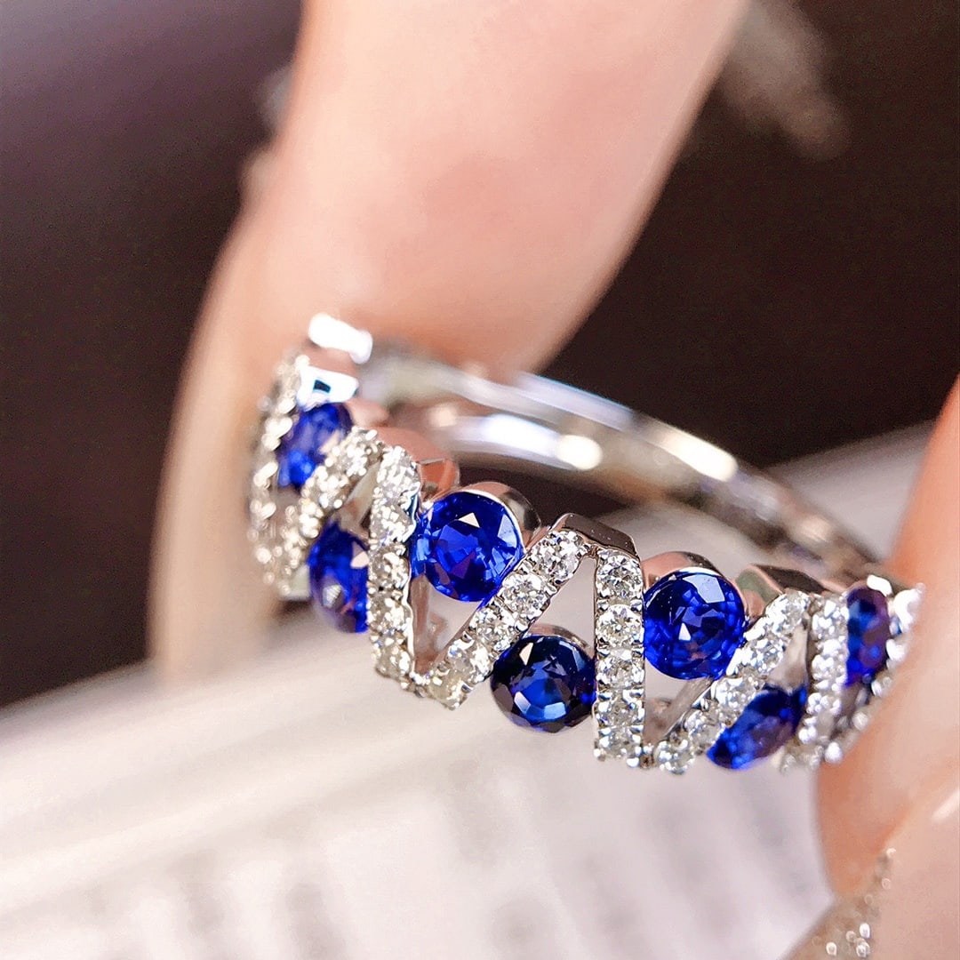 14K GOLD 1.78 CTW VIVID BLUE NATURAL SAPPHIRE & DIAMOND RING - 3