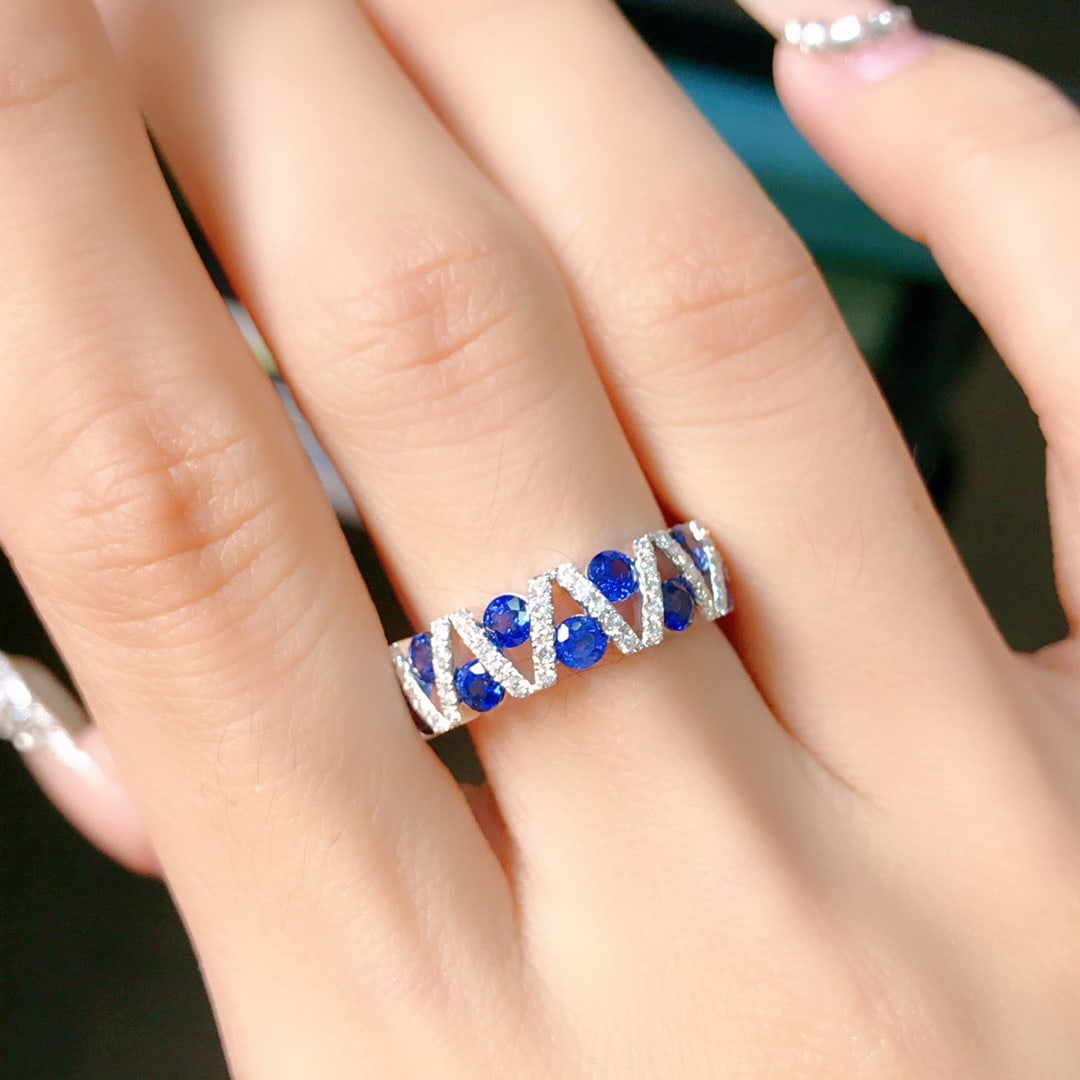 14K GOLD 1.78 CTW VIVID BLUE NATURAL SAPPHIRE & DIAMOND RING - 4