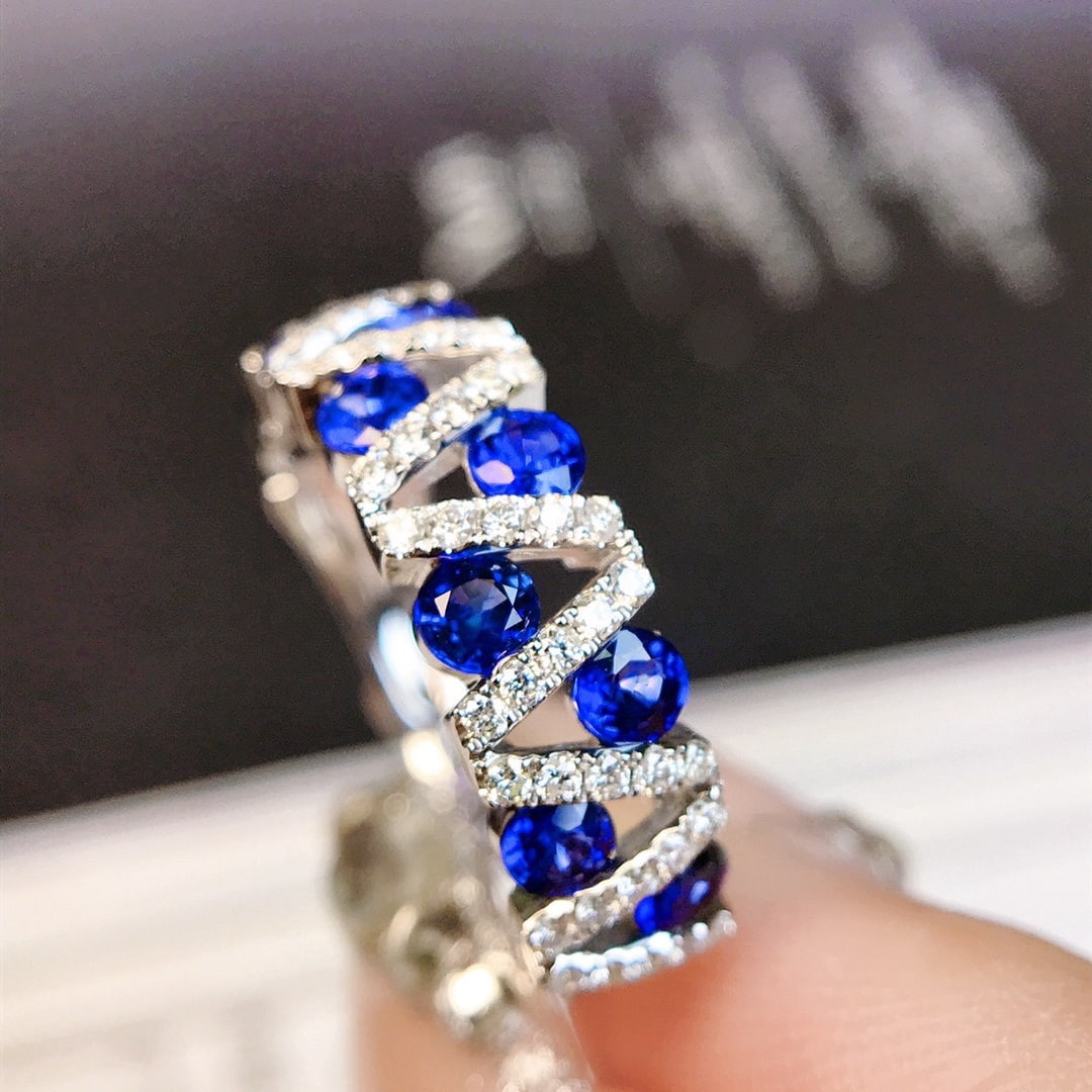 14K GOLD 1.78 CTW VIVID BLUE NATURAL SAPPHIRE & DIAMOND RING - 5