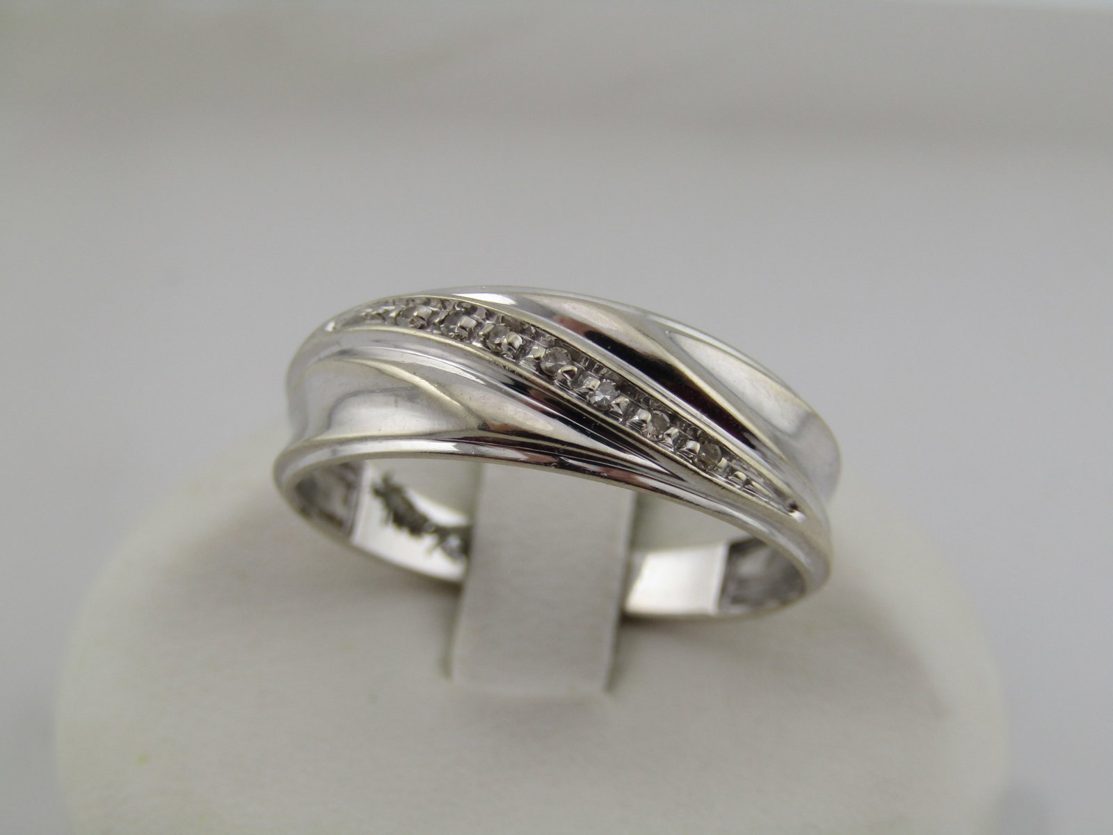 Vintage 14kt Wedding Band, White Gold, Men's Unisex, Size 10.5, Signed RM, 1990's - 2