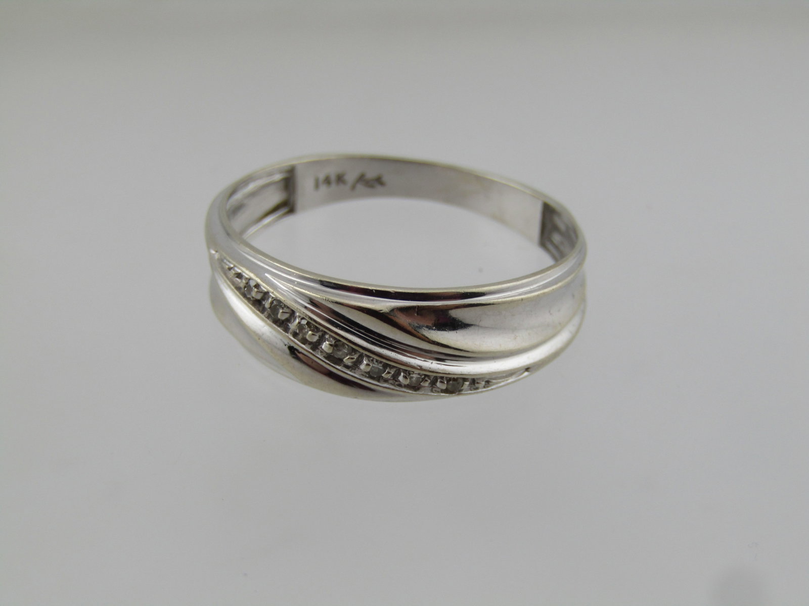 Vintage 14kt Wedding Band, White Gold, Men's Unisex, Size 10.5, Signed RM, 1990's - 3