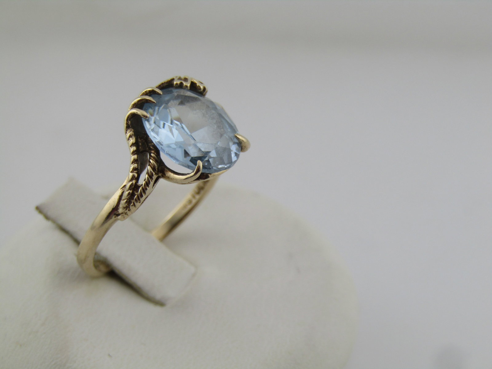 Vintage 10kt Blue Topaz Floral Accent Ring, Sz. 7, signed, 1960's-1970's - 4