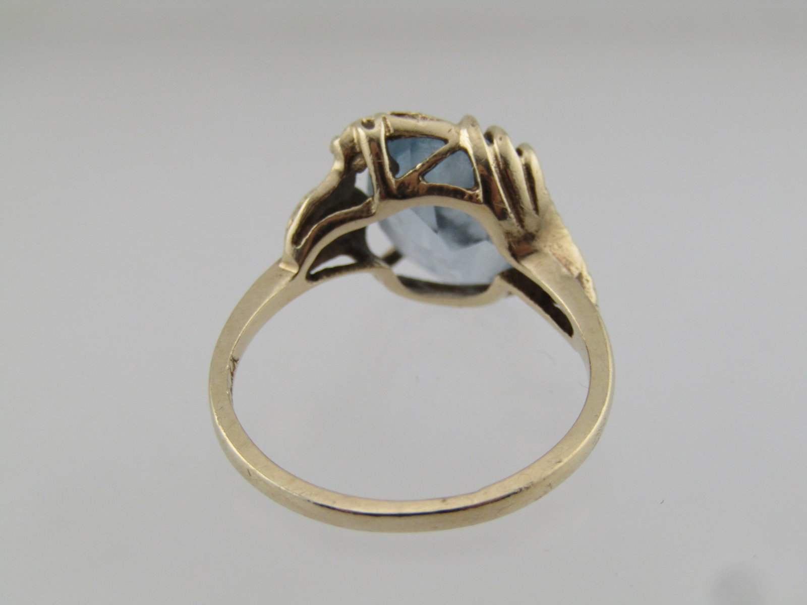 Vintage 10kt Blue Topaz Floral Accent Ring, Sz. 7, signed, 1960's-1970's - 5