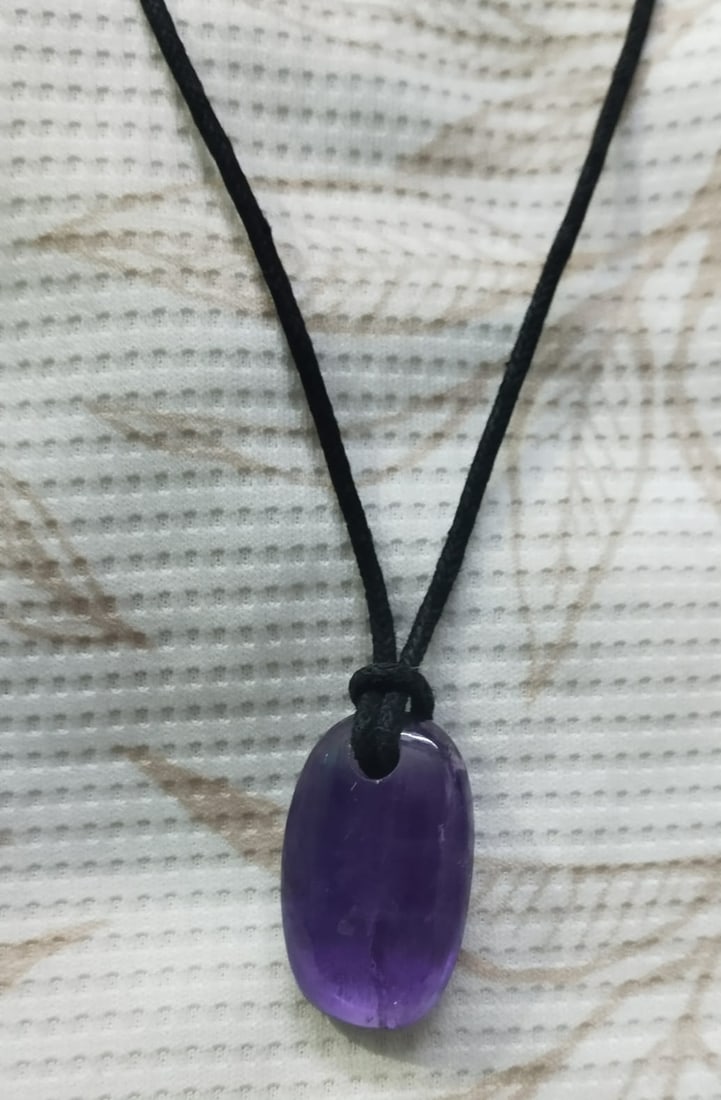 Amethyst Oval Pendant With Adjustable Black Cord - 3