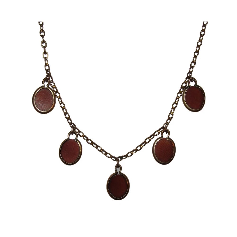 14 kt Rose Gold Filled Red Coral Cabochon Drop Pendant Necklace - 4