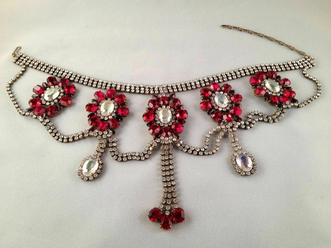 Brass Rhinestone Brazilian Carnival Necklace Bib - 3