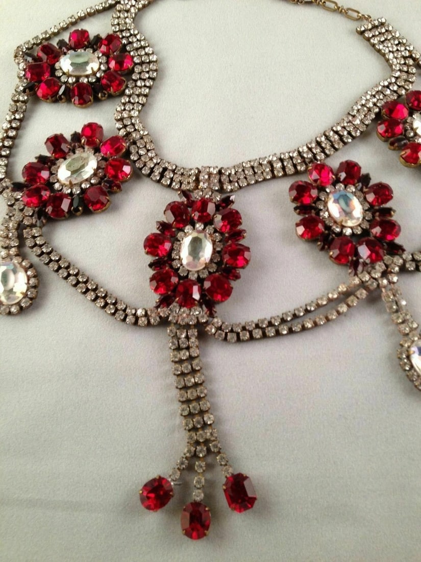 Brass Rhinestone Brazilian Carnival Necklace Bib - 4