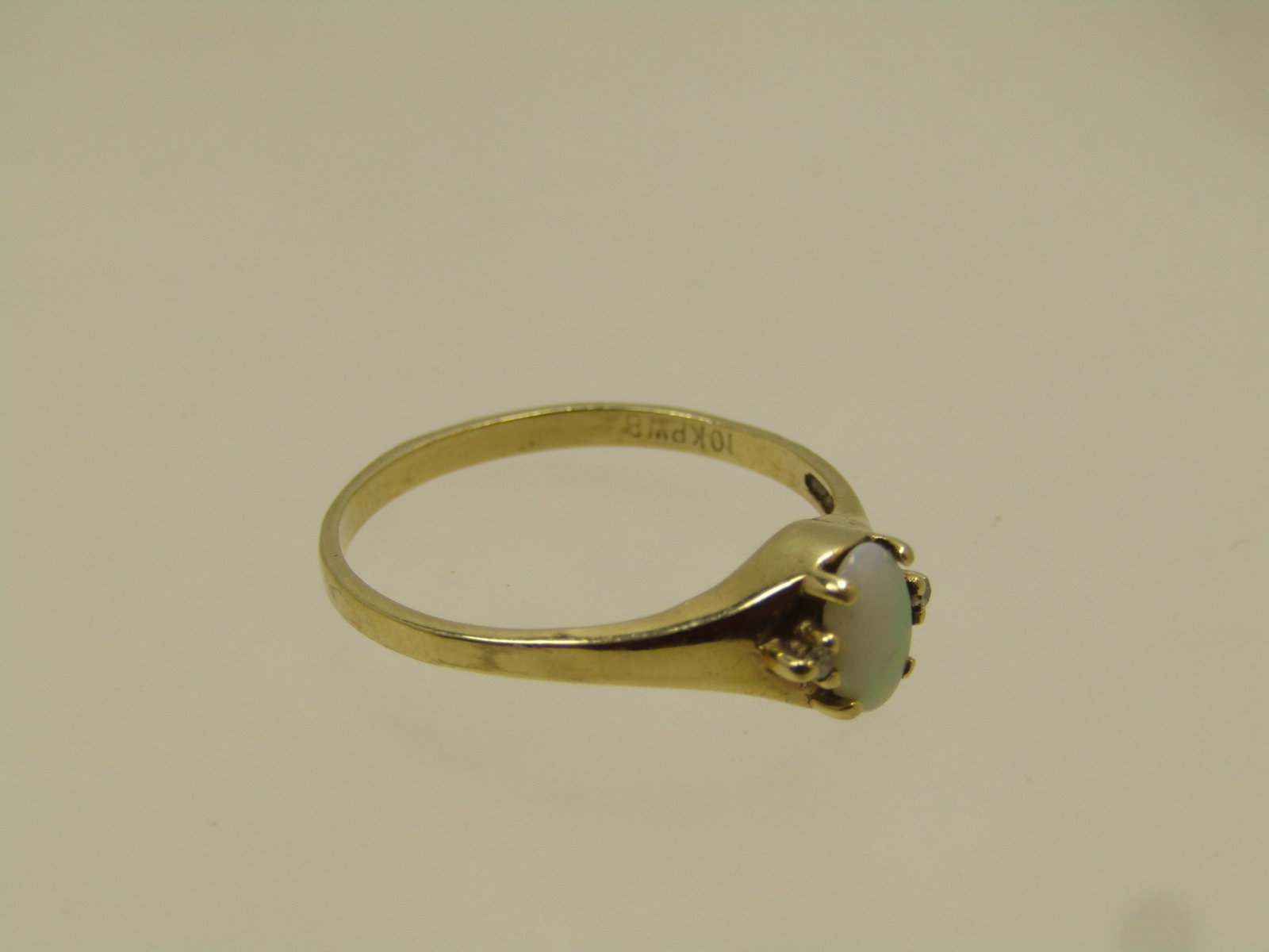 Vintage 10kt Opal & Diamond Ring, Sz. 7, Signed PWB, 1960's-1970's - 3