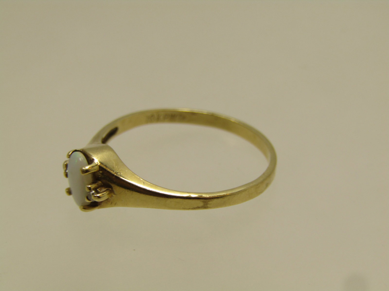 Vintage 10kt Opal & Diamond Ring, Sz. 7, Signed PWB, 1960's-1970's - 5