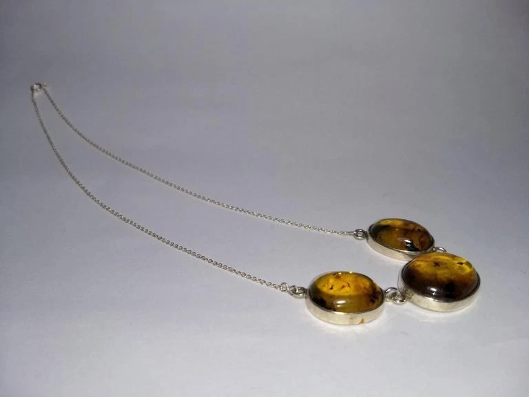 Alberto Juan Mexican Handmade Sterling Silver Amber Cabochon Necklace - 6