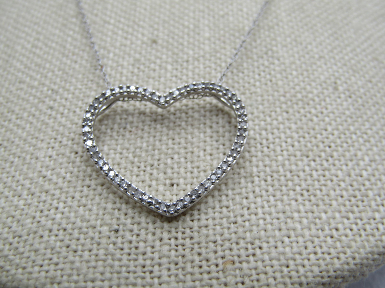 Vintage 10kt Diamond Heart Necklace in Hinged Heart Trinket Box, 19" Signed N/C, 1990's - 3